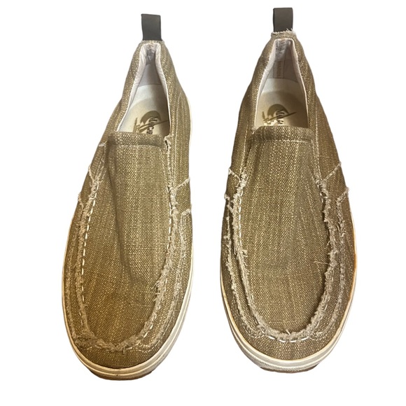 MARGARITAVILLE Men's Dock Chambray Slip on Canvas Deck Boat Shoe Khaki 11 EUC - Picture 2 of 8